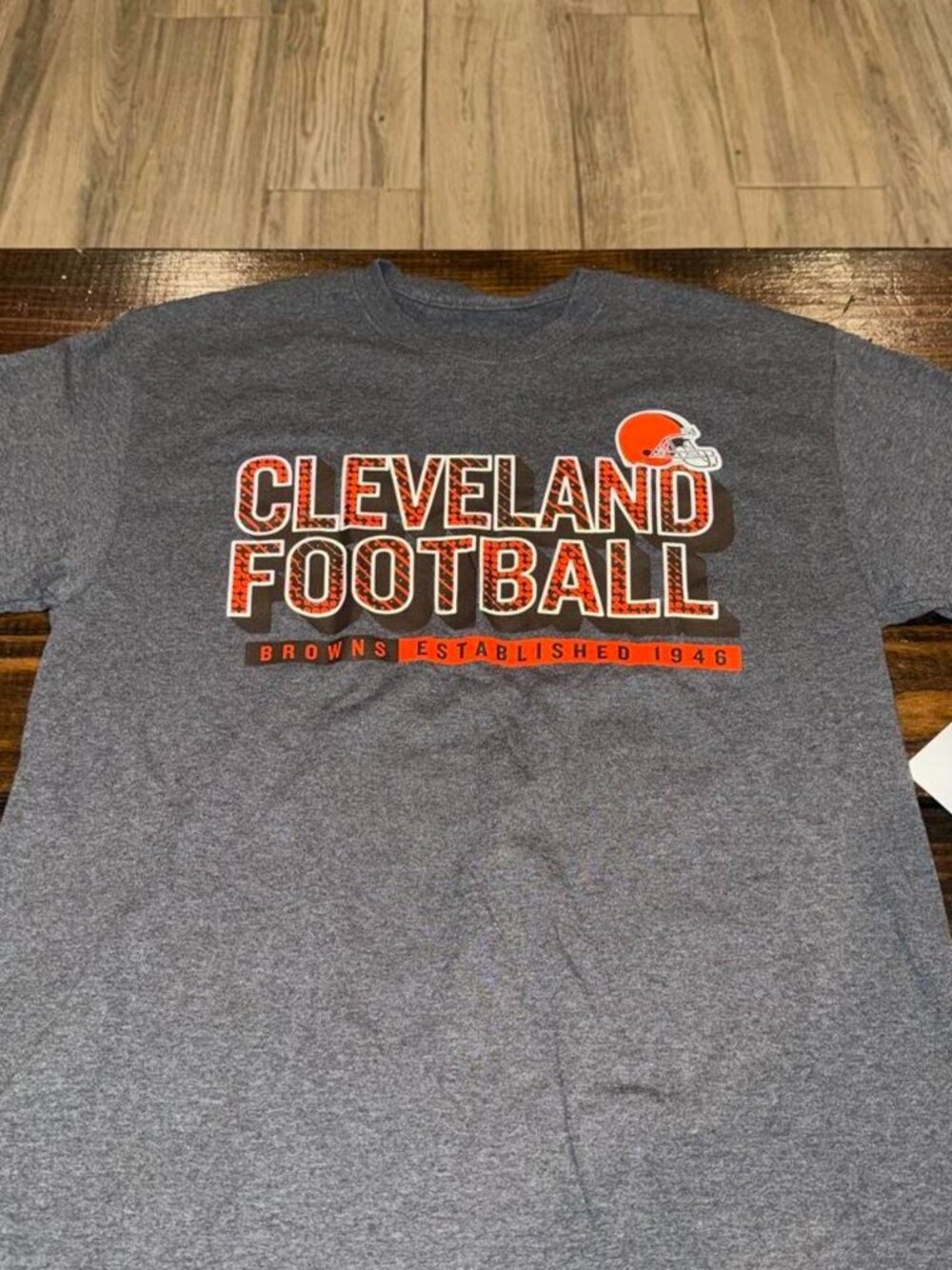 NFL Team Apparel Cleveland Browns gray t-shirt with 'CLEVELAND FOOTBALL'